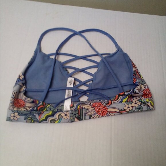 Victoria's Secret Sport Bra M Lace Up Yoga Active No Padding Floral Colorful - Picture 8 of 12